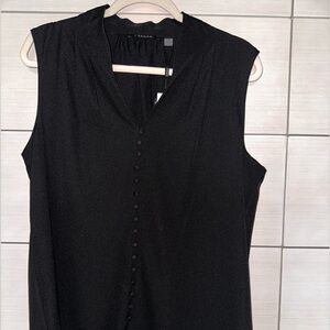 NWT! T Tahari Black Button-Front Sleeveless Blouse